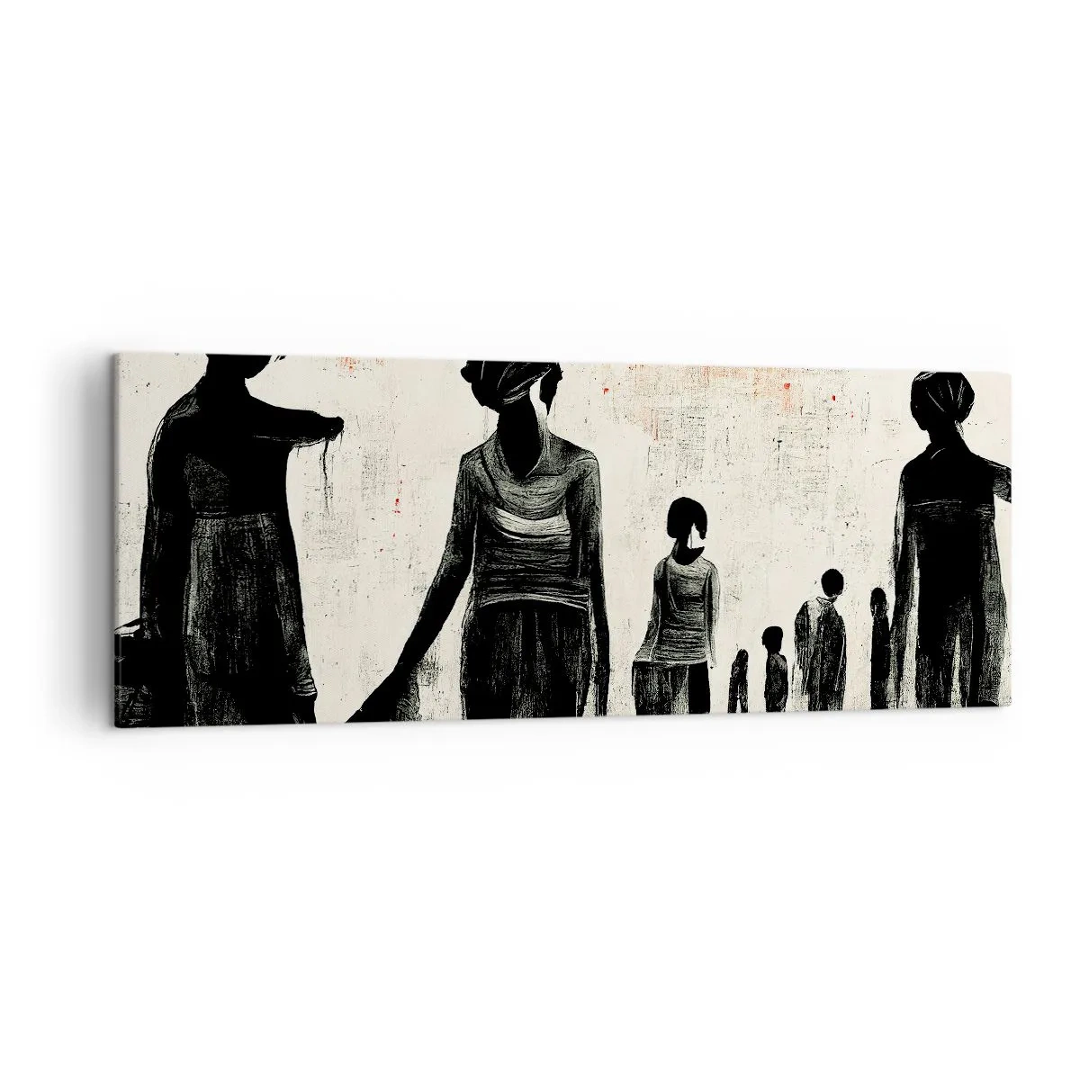 Bild auf Leinwand - Leinwandbild - Figuren in monochromer Komposition vor hellem Hintergrund - 140x50cm - Gegen die Einsamkeit - Moderne Wanddekoration für Wohnzimmer und Schlafzimmer ARTTOR