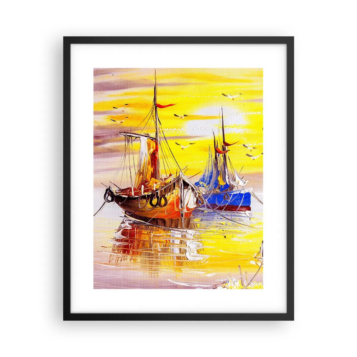 Poster in einem schwarzem Rahmen - Eine wohlverdiente Pause im Hafen - 40x50 cm