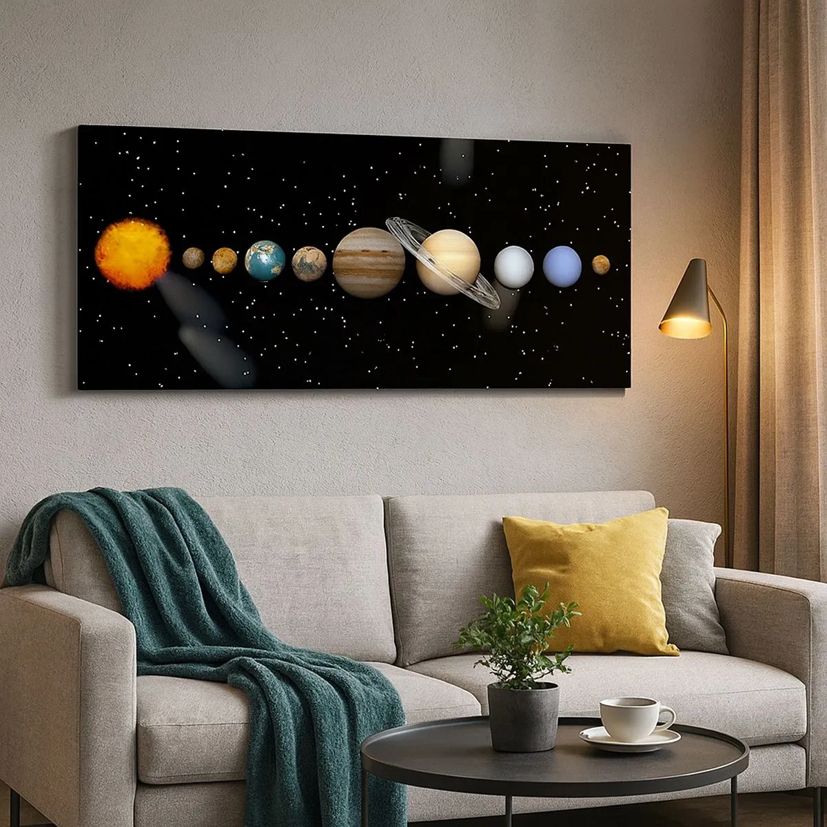Bild auf Leinwand - Leinwandbild - Und die Planeten werden verrückt und toben ... - 100x40 cm