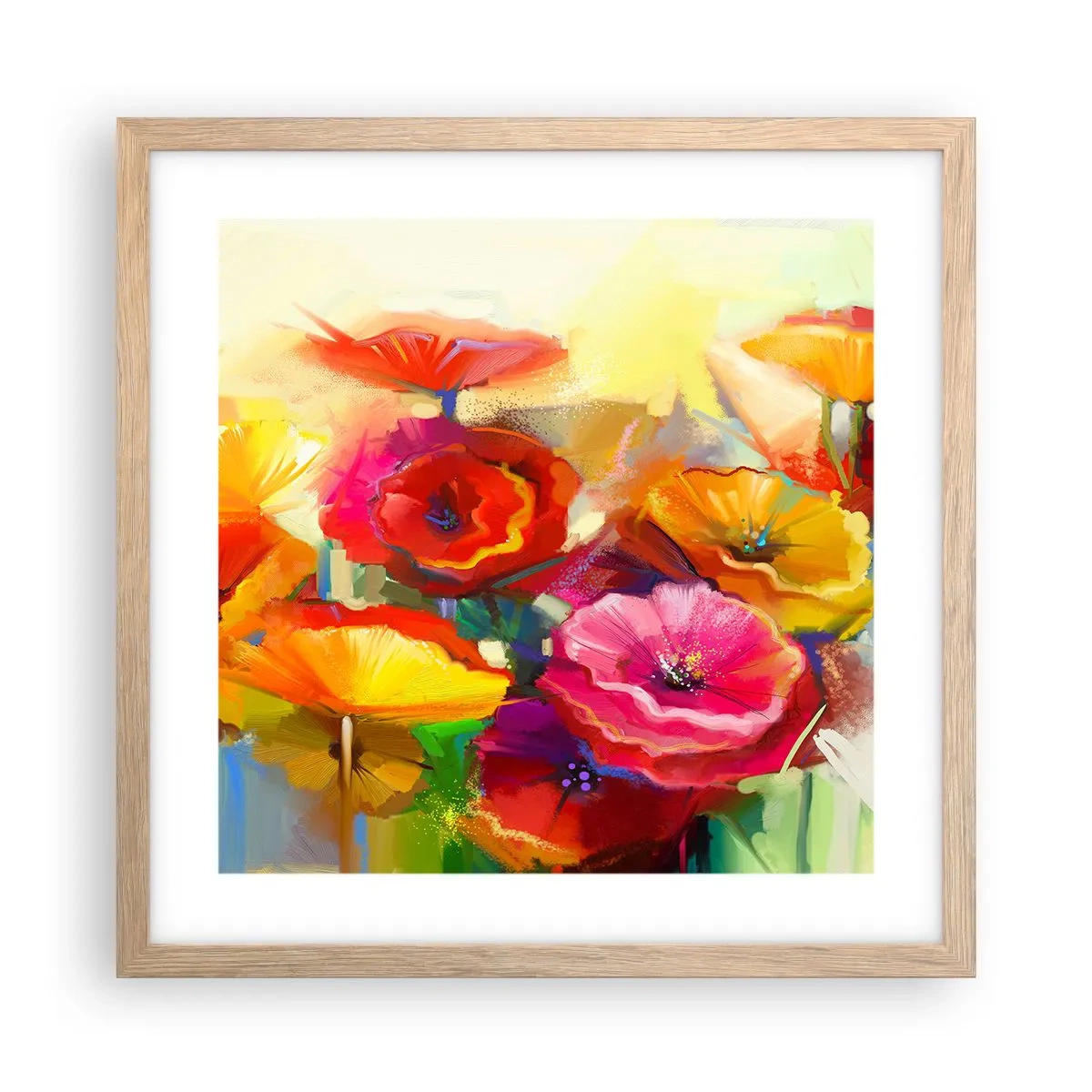 Poster in einem Rahmen aus heller Eiche - Nicht nur rot - 40x40 cm