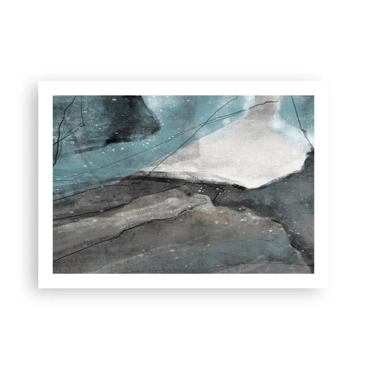 Poster - Abstraktion: Felsen und Eis - 70x50 cm