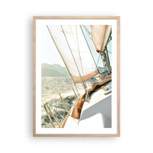 Poster in einem Rahmen aus heller Eiche - Unter vollen Segeln - 50x70 cm