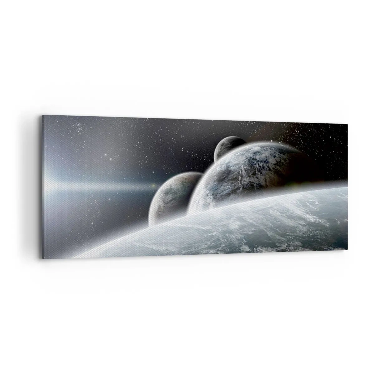 Bild auf Leinwand - Leinwandbild - Planeten im Weltraum vor dem Hintergrund von Sternen und Galaxien - 120x50cm - Kosmische Musik der Sphären - Moderne Wanddekoration für Wohnzimmer und Schlafzimmer ARTTOR