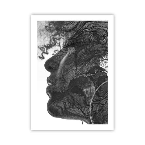 Poster - Profil eines Frauengesichts mit abstrakten Mustern und Details - 50x70cm - Verstrickt in Träume - Moderne Wanddekoration für Wohnzimmer und Schlafzimmer ARTTOR