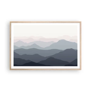 Poster in einem Rahmen aus heller Eiche - Wellen der Berge - 91x61 cm