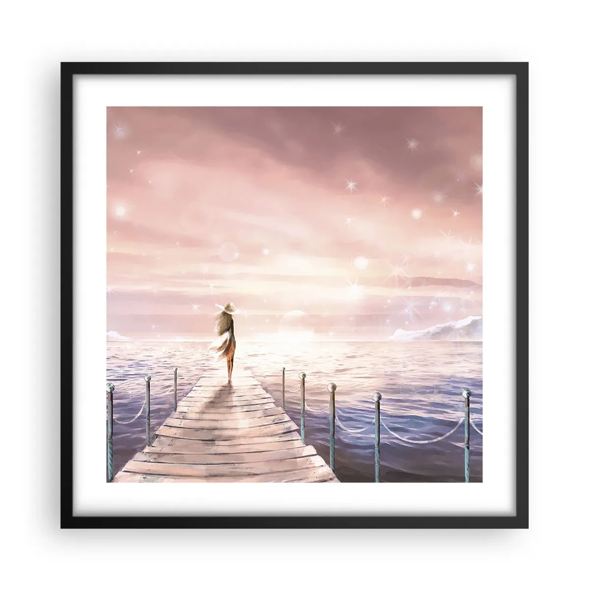 Poster in einem schwarzem Rahmen - Im Licht eines Traums - 50x50 cm