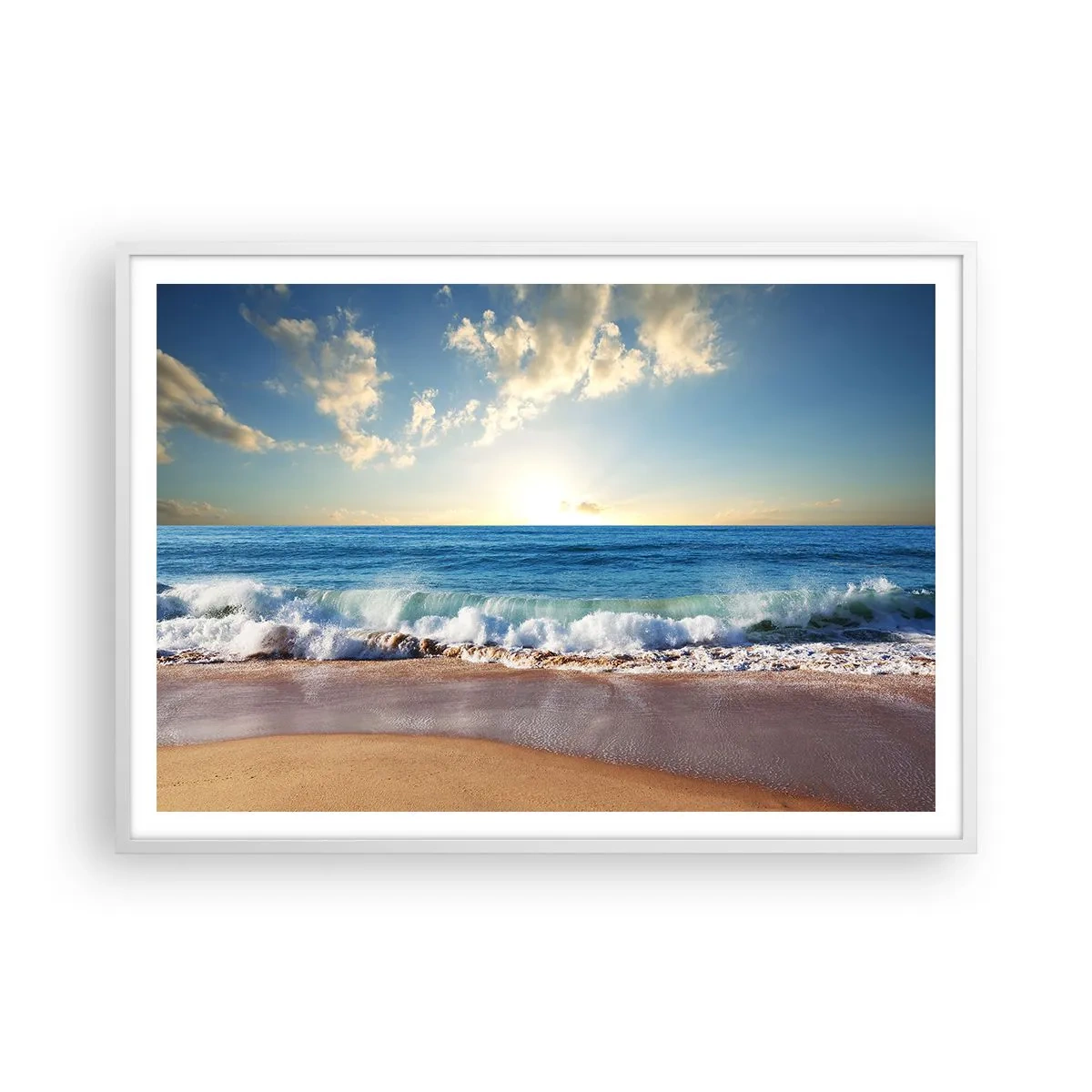 Poster in einem weißen Rahmen - Bewegung und Stille zugleich - 100x70 cm