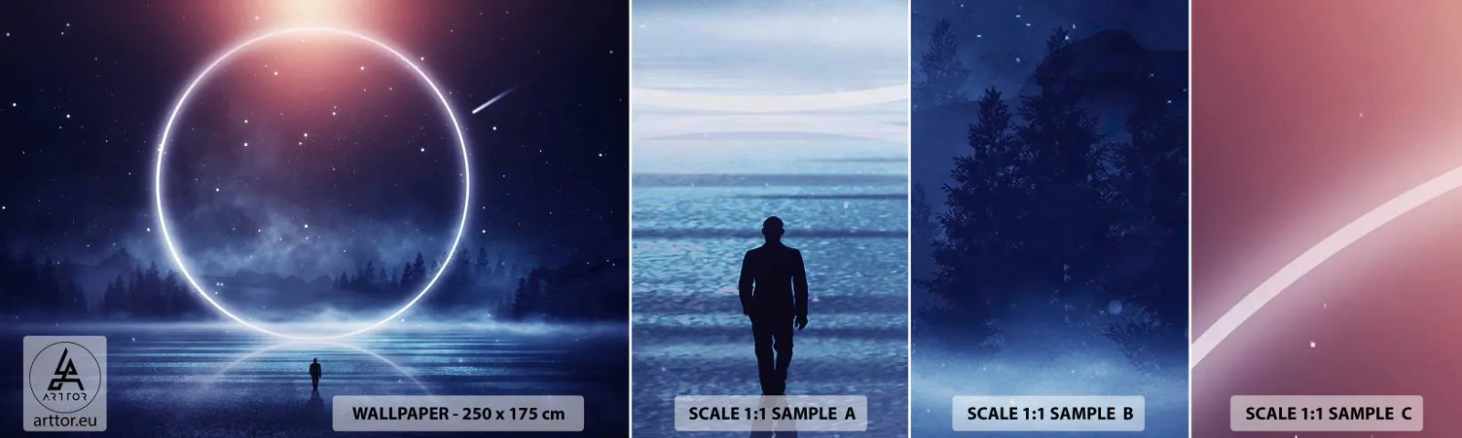 Fototapeten Muster Selbstklebend Deluxe Sticker - Sie sind schon da ... - Fantasie, Kosmos, Landschaft - 100x30 cm