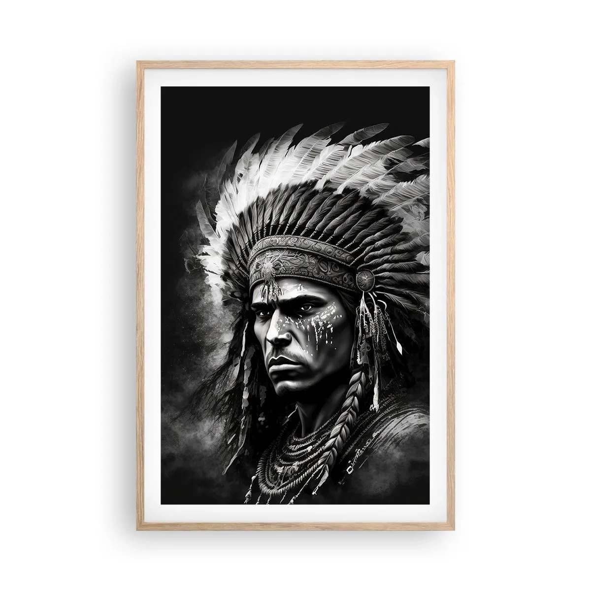 Poster in einem Rahmen aus heller Eiche - Anführer und Krieger - 61x91 cm