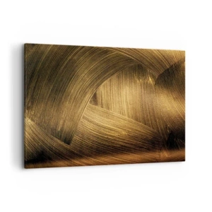 Bild auf Leinwand - Leinwandbild - Goldene abstrakte Pinselstriche - 120x80cm - In einem goldenen Labyrinth - Moderne Wanddekoration für Wohnzimmer und Schlafzimmer ARTTOR