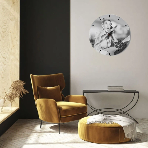 Wanduhr - Glasuhr - Hallo, wir sind in den 1950er Jahren. - 40x40 cm