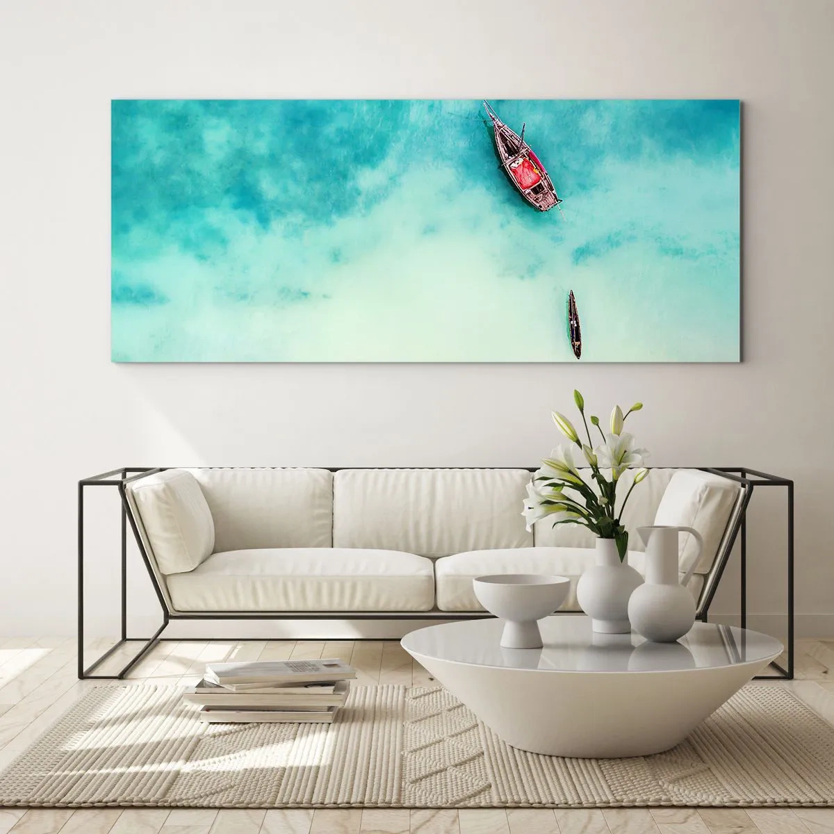 Glasbild - Bild auf glas - Denn an den Stränden von Sansibar, wenn der Wasserüberschuss ... - 90x30 cm