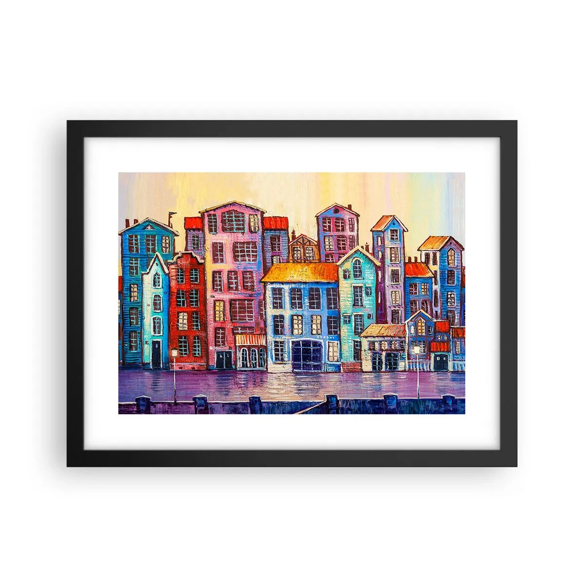 Poster in einem schwarzem Rahmen - Stadt wie aus einem Märchen - 40x30 cm