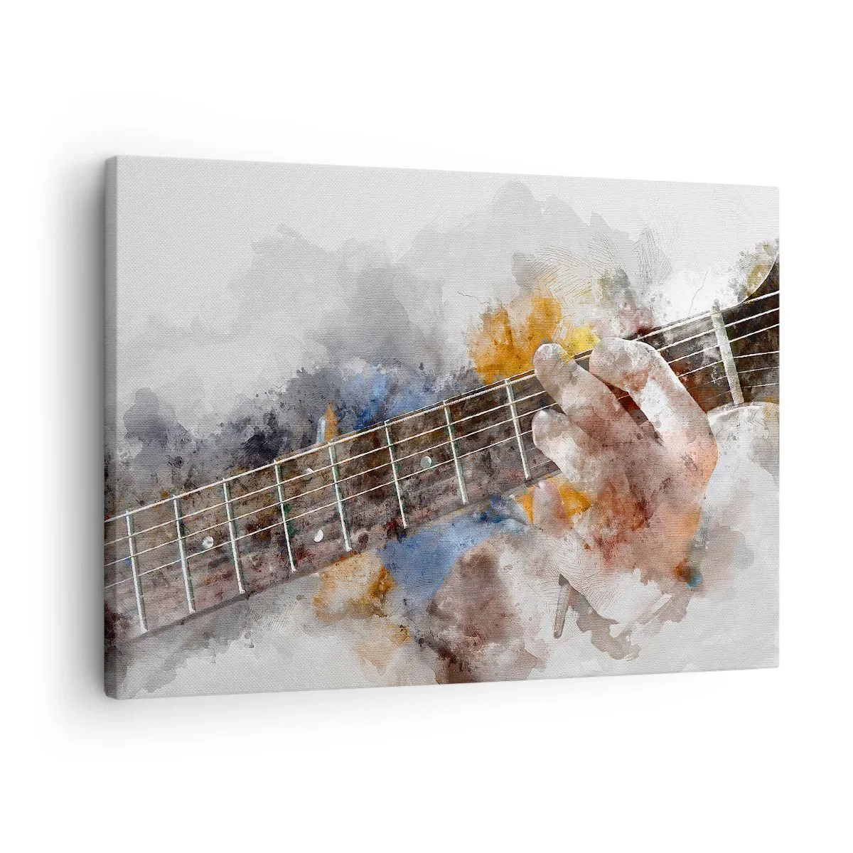 Bild auf Leinwand - Leinwandbild - Abstraktes Bild einer Hand, die Gitarre spielt - 70x50cm - Poesie zwischen den Saiten - Moderne Wanddekoration für Wohnzimmer und Schlafzimmer ARTTOR
