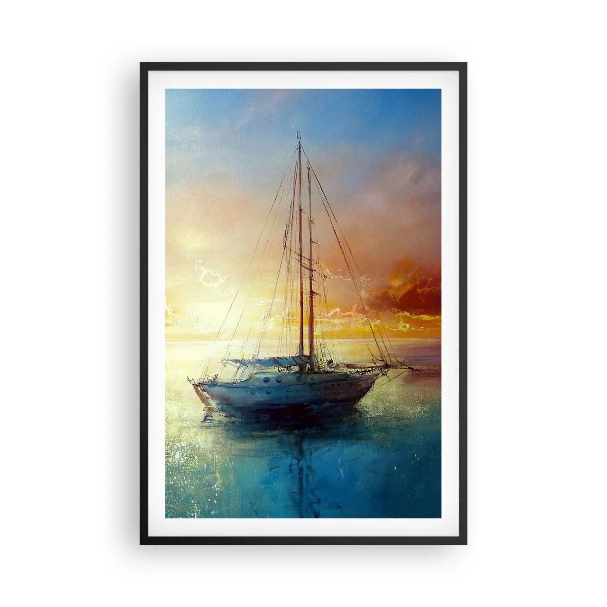 Poster in einem schwarzem Rahmen - In einer goldenen Bucht - 61x91 cm