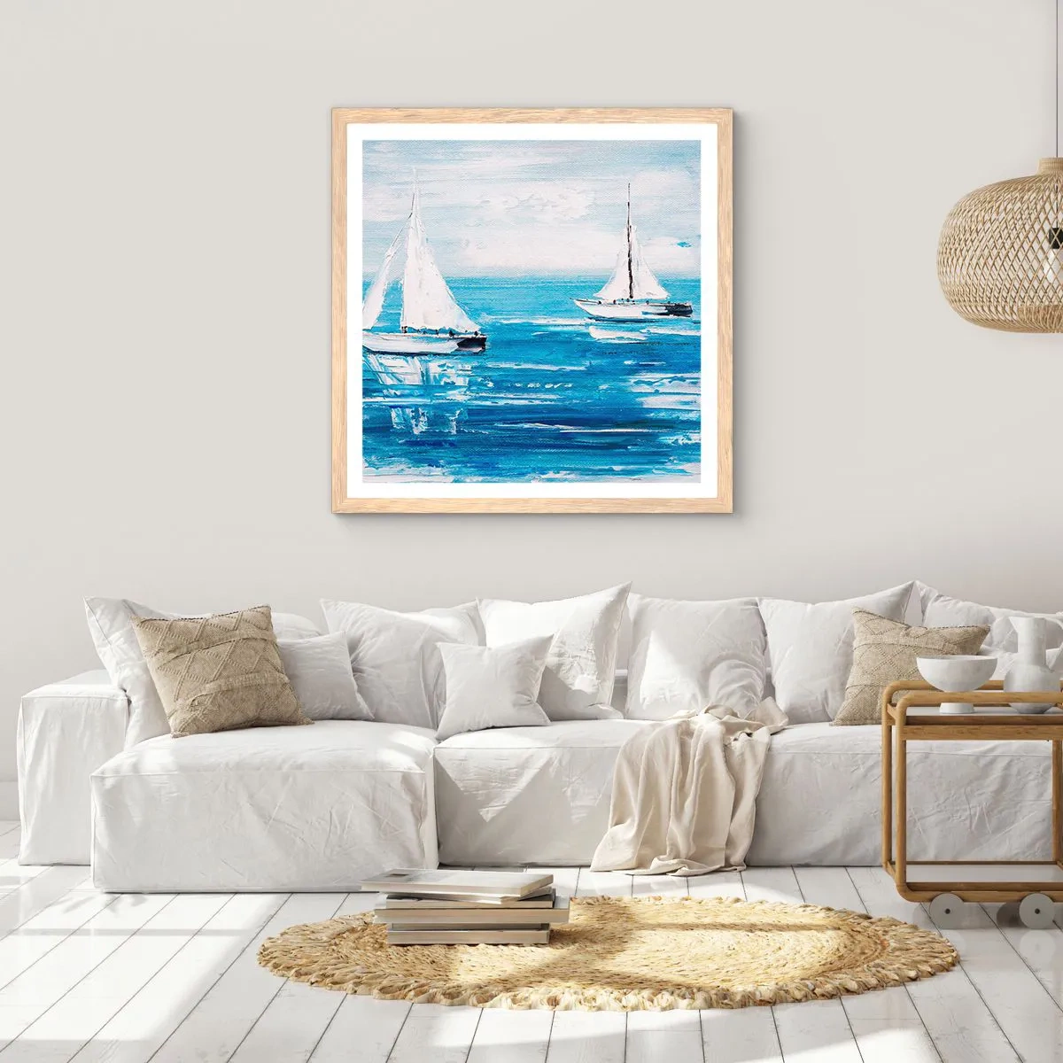 Poster in einem Rahmen aus heller Eiche - Mit Freund an der Seite - 40x40 cm