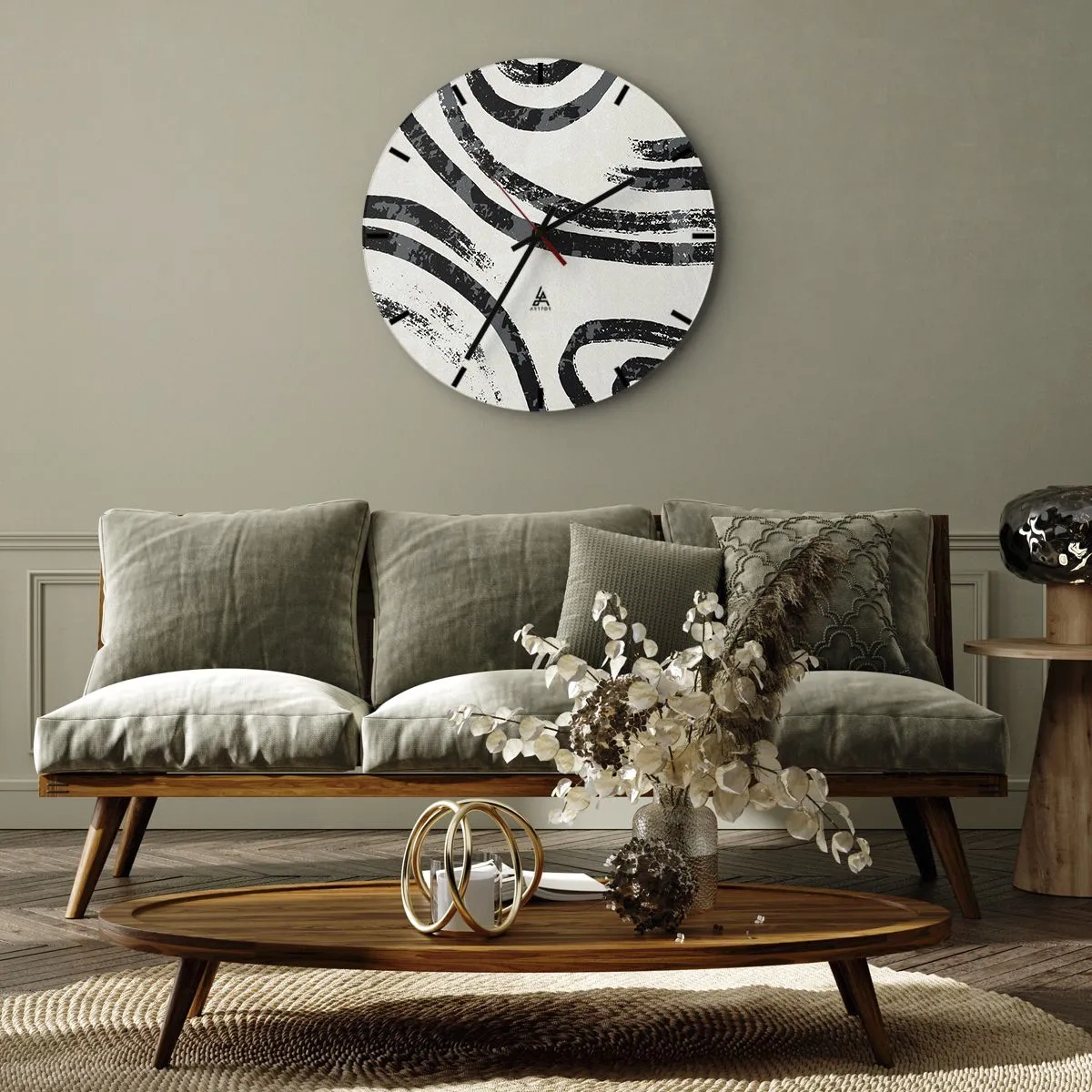 Wanduhr - Glasuhr - Bei Hälfte angehalten - 30x30 cm