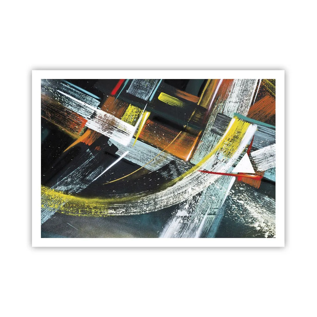 Poster - Bunte abstrakte Pinselstriche - 100x70cm - Energie der Bewegung - Moderne Wanddekoration für Wohnzimmer und Schlafzimmer ARTTOR