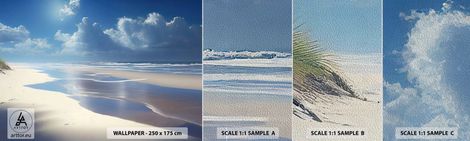 Fototapeten Muster Premium Sand - Paradiesischer Urlaub - Strand, Ozean, Feiertage - 100x30 cm