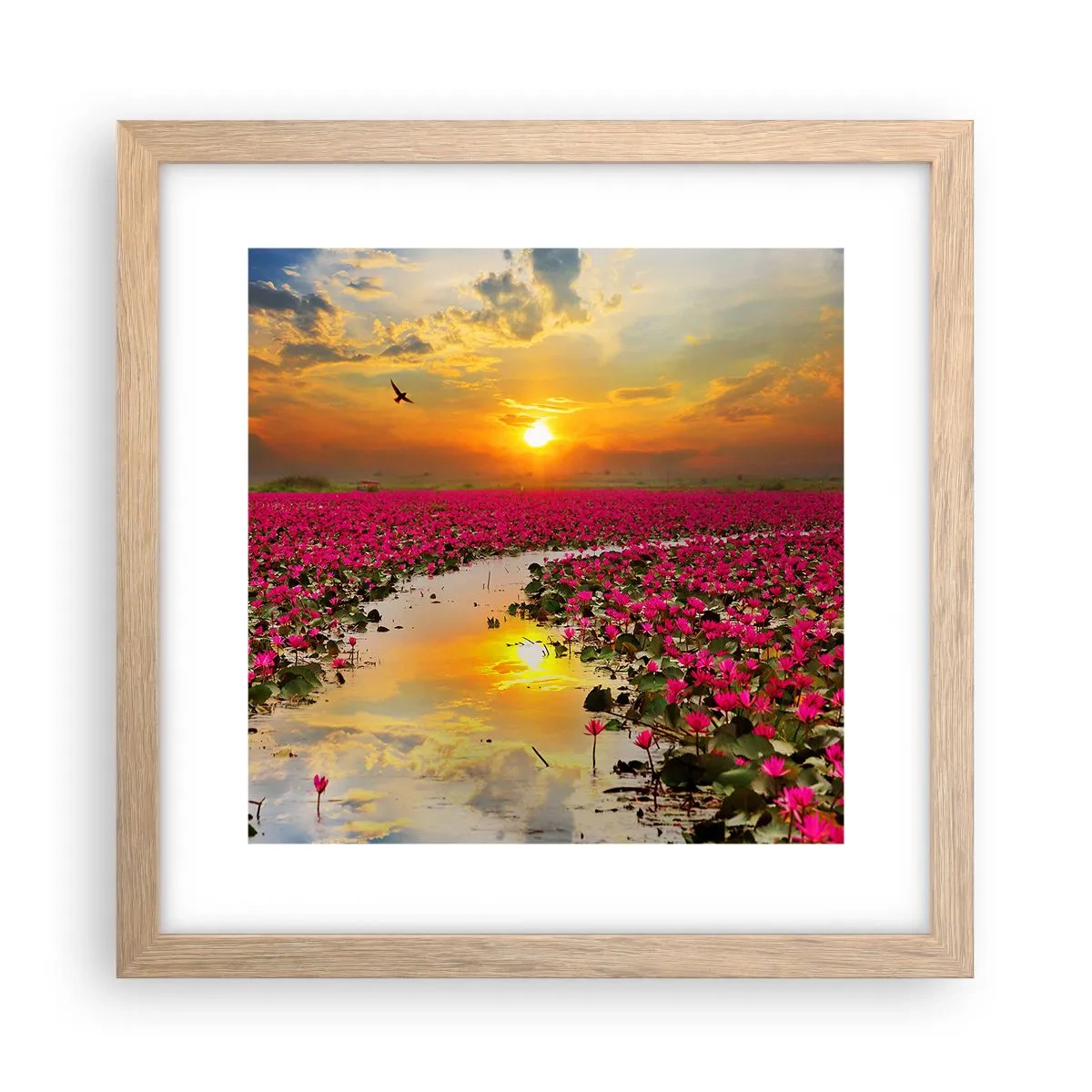 Poster in einem Rahmen aus heller Eiche - Das geheime Leben des Sees - 30x30 cm