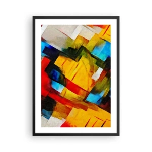 Poster in einem schwarzem Rahmen - Abstrakte geometrische Formen in intensiven Farben - 50x70cm - Ein bunter Interleaver - Moderne Wanddekoration für Wohnzimmer und Schlafzimmer ARTTOR