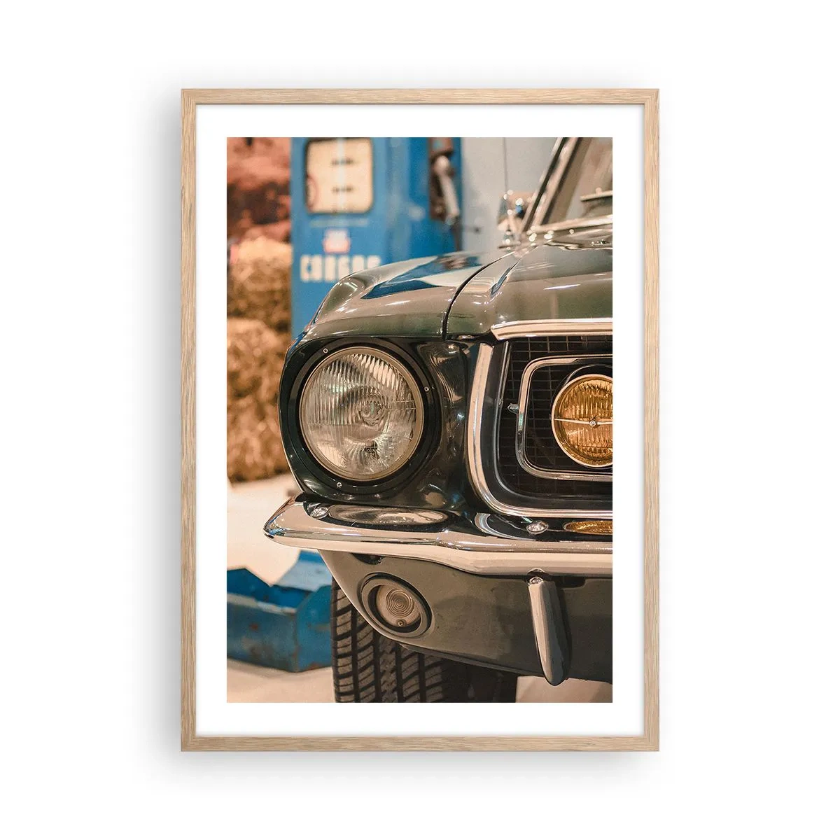 Poster in einem Rahmen aus heller Eiche - Treffen mit einer Legende - 50x70 cm