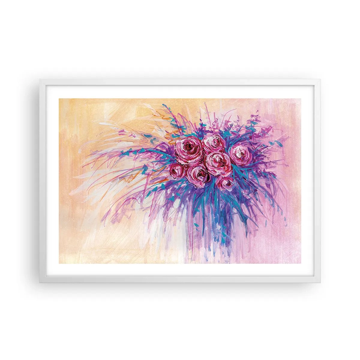 Poster in einem weißen Rahmen - Rosenbrunnen - 70x50 cm
