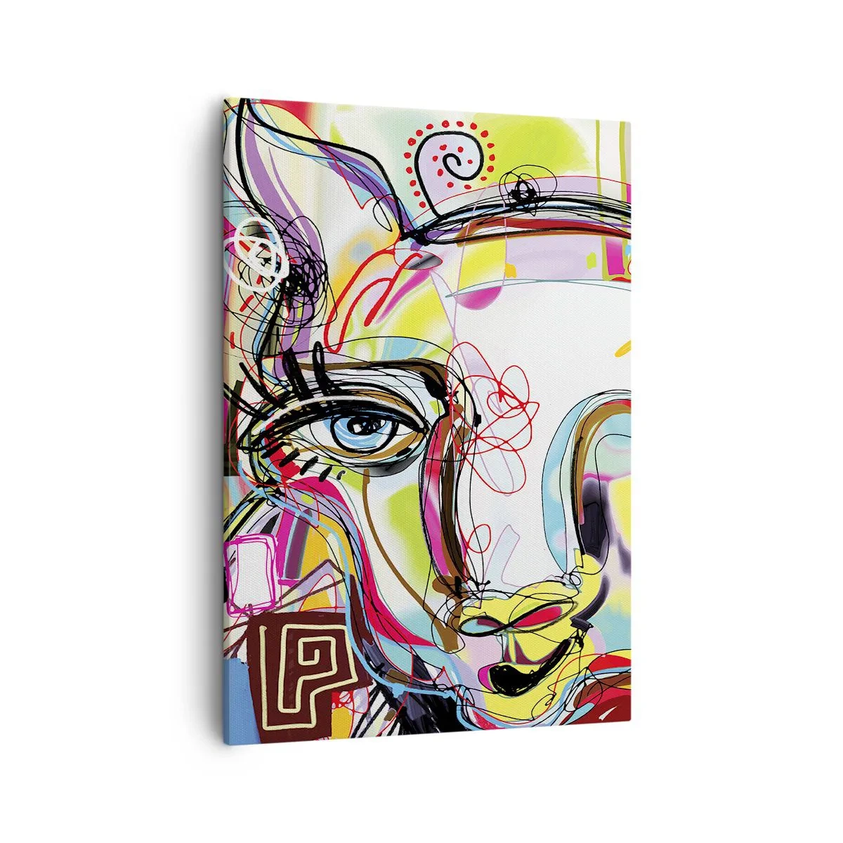 Bild auf Leinwand - Leinwandbild - Farbenfrohes Porträt im abstrakten künstlerischen Stil - 50x70cm - Der Reichtum des Abiturs der Katze - Moderne Wanddekoration für Wohnzimmer und Schlafzimmer ARTTOR