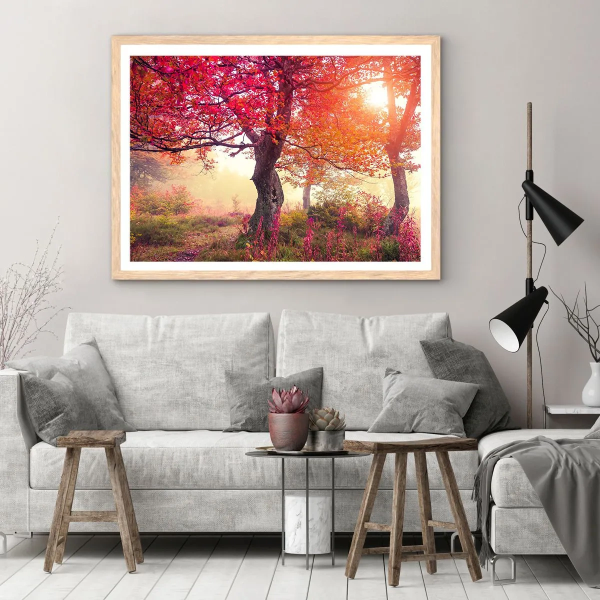 Poster in einem Rahmen aus heller Eiche - Blühende Raserei - 40x30 cm