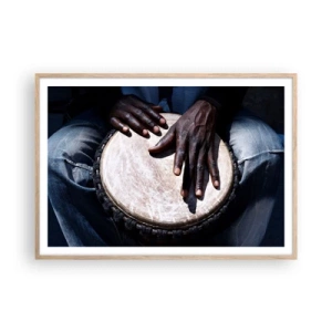 Poster in einem Rahmen aus heller Eiche - Lebe in deinem eigenen Rhythmus - 100x70 cm
