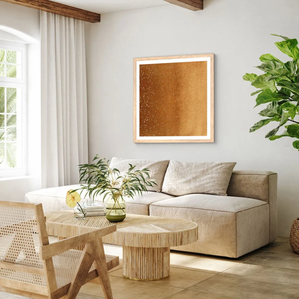 Poster in einem Rahmen aus heller Eiche - Die Geburt des Lichts - 40x40 cm