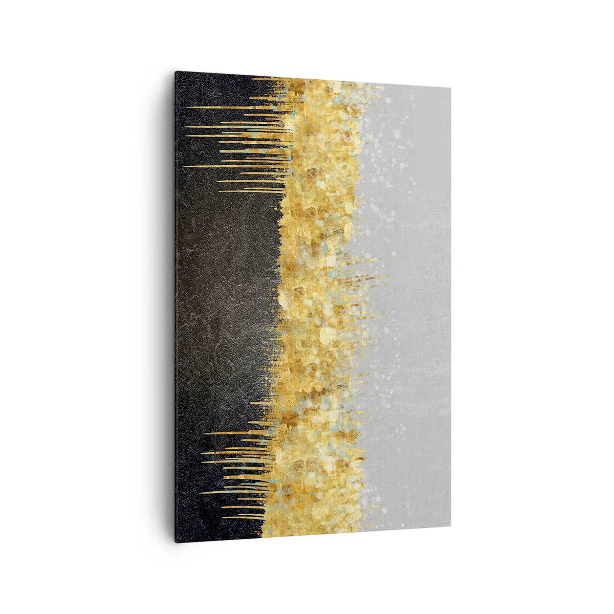 Bild auf Leinwand - Leinwandbild - Abstrakte Komposition in Gold- und Schwarztönen - 80x120cm - Nach innen und nach oben - Moderne Wanddekoration für Wohnzimmer und Schlafzimmer ARTTOR