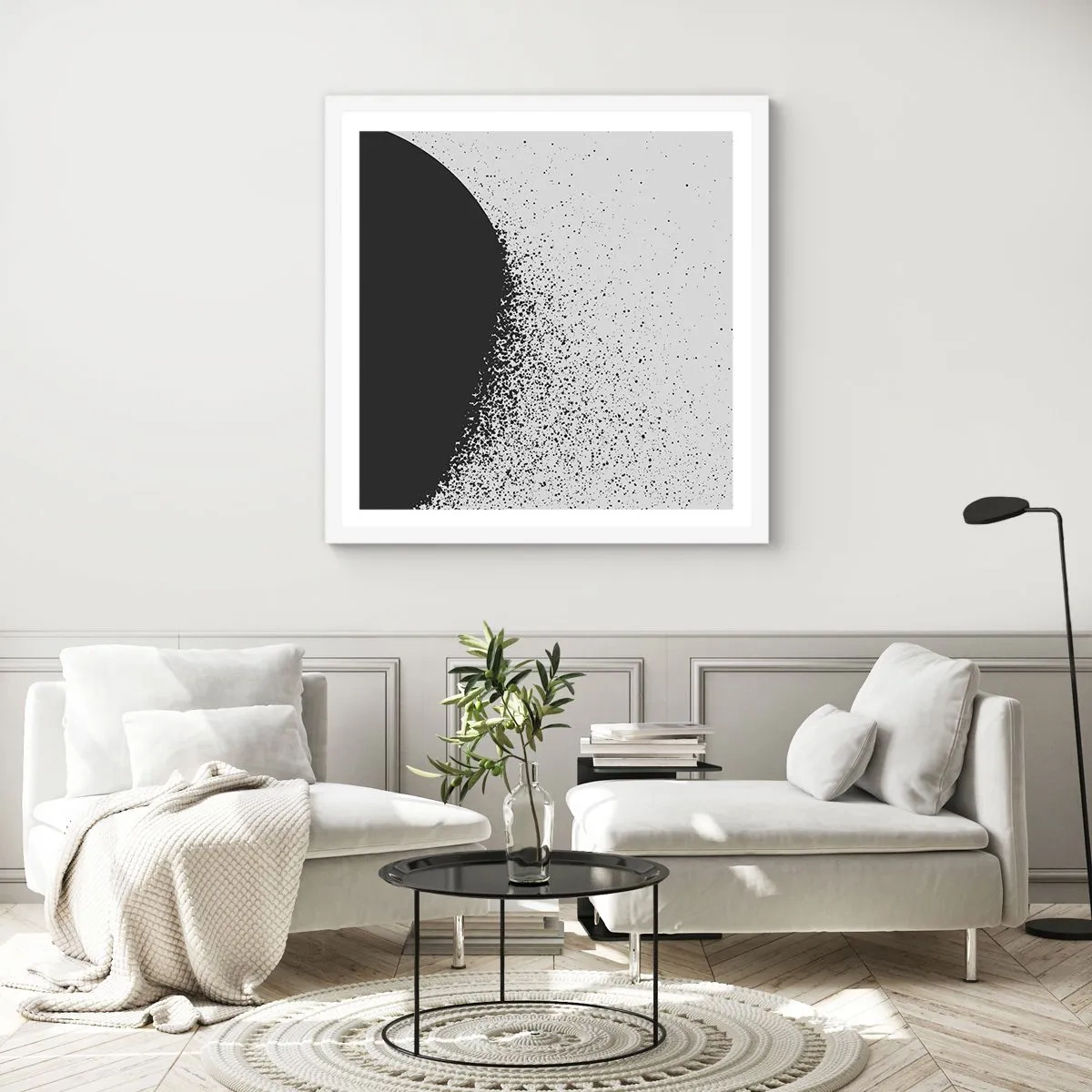 Poster in einem weißen Rahmen - Bewegung von Molekülen - 50x50 cm