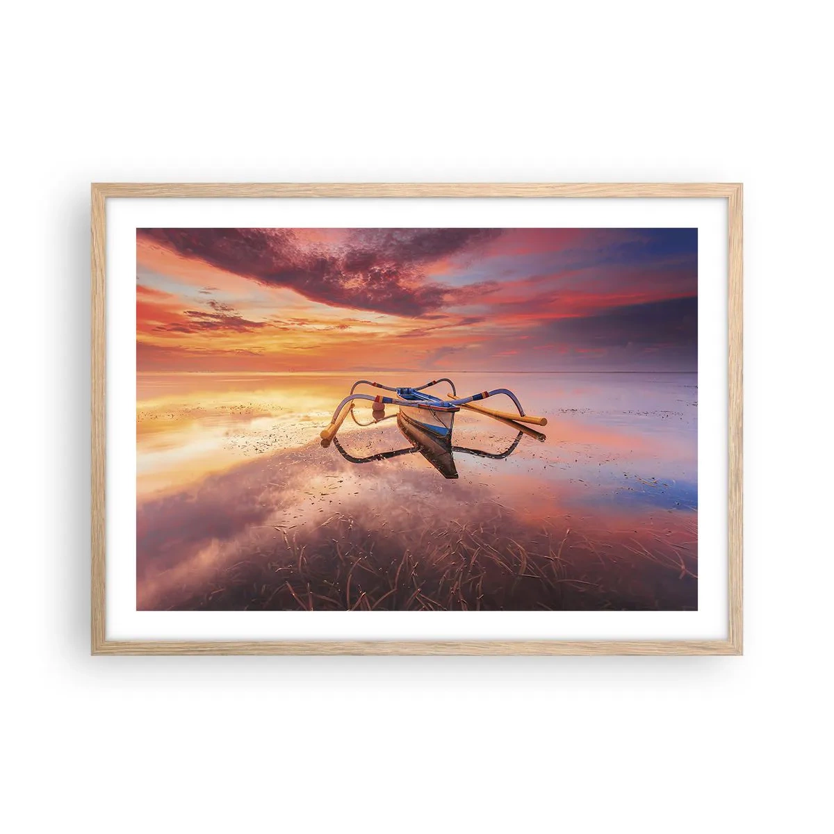 Poster in einem Rahmen aus heller Eiche - Die Ruhe eines tropischen Abends - 70x50 cm