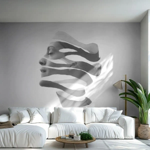 Fototapete Standard Eco - Abstraktes Porträt einer Frau in einer Schwarz-Weiß-Komposition - 100x70cm - Surreales Porträt - Moderne Wanddekoration für Wohnzimmer und Schlafzimmer ARTTOR