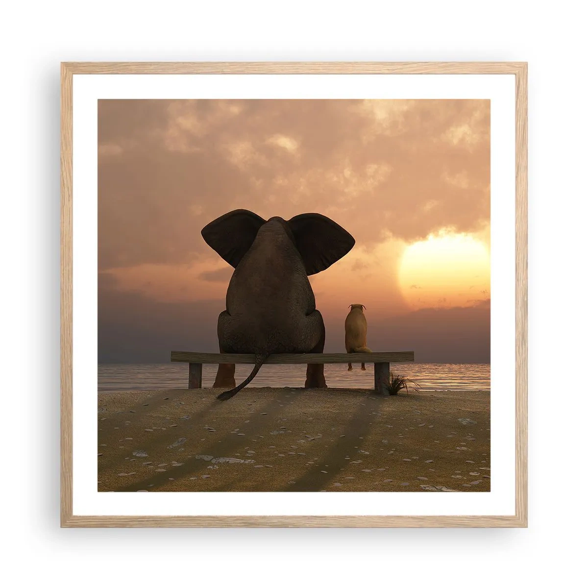 Poster in einem Rahmen aus heller Eiche - Es tut gut zusammen zu schweigen - 60x60 cm