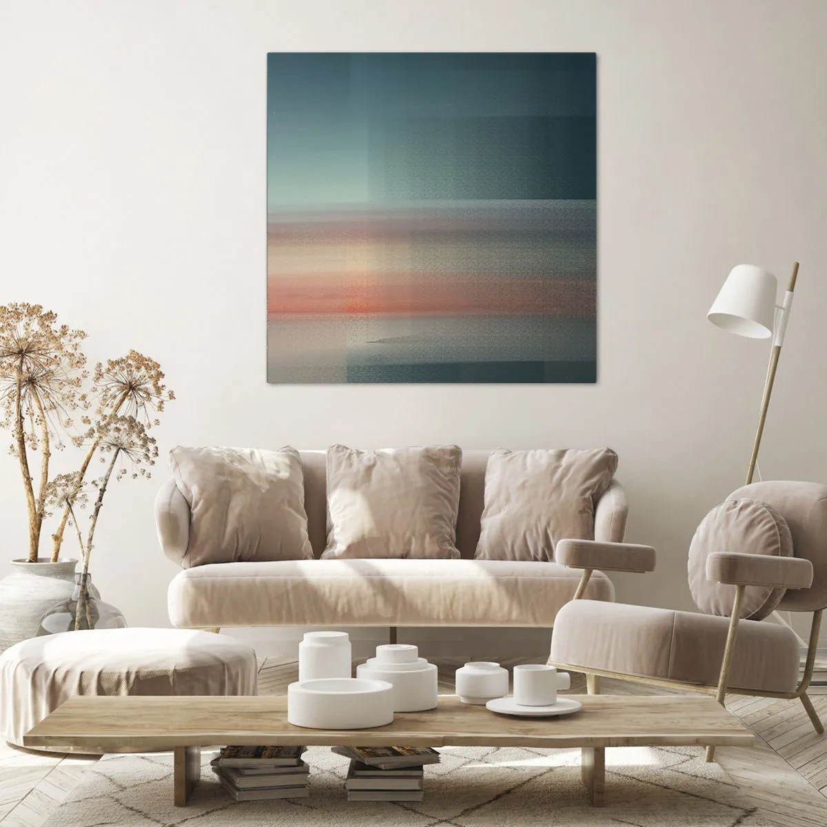 Bild auf Leinwand - Leinwandbild - Abstraktion: Lichtwellen - 60x60 cm