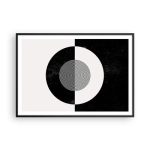 Poster in einem schwarzem Rahmen - Grafisches Muster in kontrastierendem Schwarz und Weiß - 100x70cm - Harmonie in Schwarz und Weiß - Moderne Wanddekoration für Wohnzimmer und Schlafzimmer ARTTOR