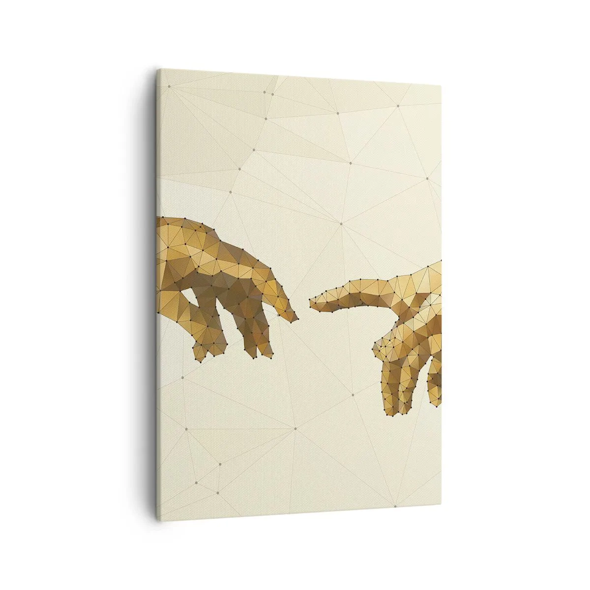 Bild auf Leinwand - Leinwandbild - Geometrische Hände, die sich vor hellem Hintergrund nacheinander ausstrecken - 50x70cm - Göttliche Geometrie - Moderne Wanddekoration für Wohnzimmer und Schlafzimmer ARTTOR