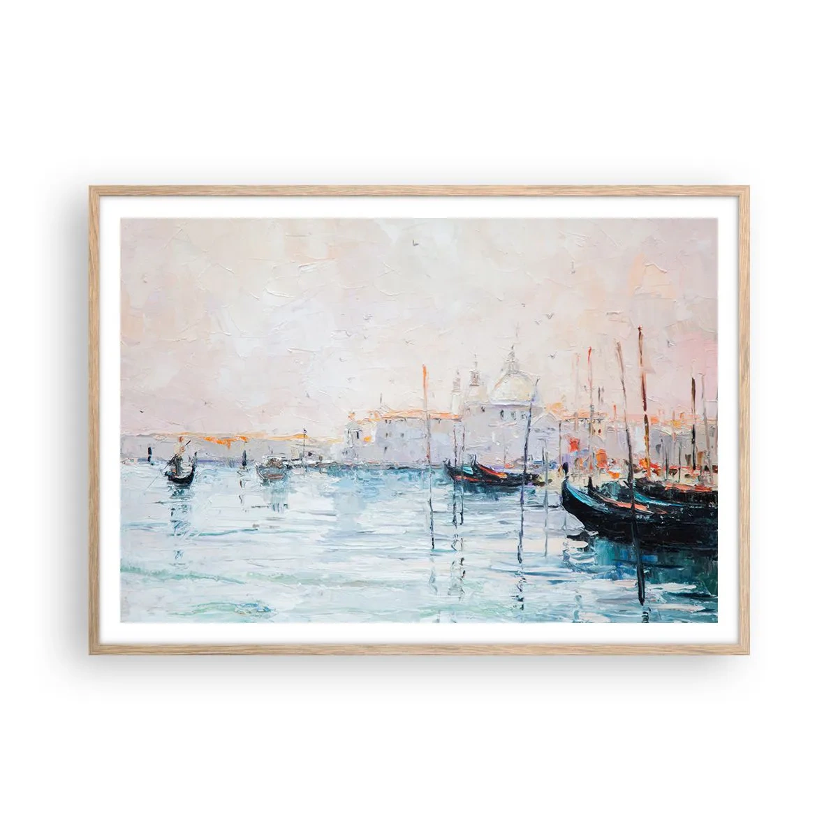 Poster in einem Rahmen aus heller Eiche - Hinter dem Wasser, hinter dem Nebel - 100x70 cm