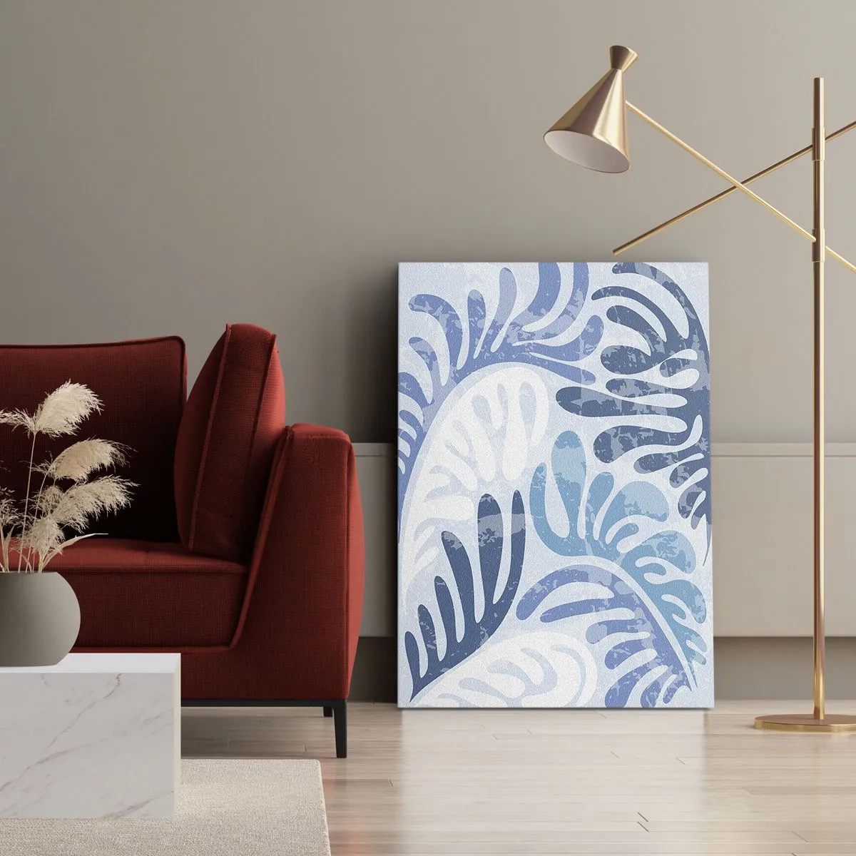 Bild auf Leinwand - Leinwandbild - Blaue Farne - 45x80 cm