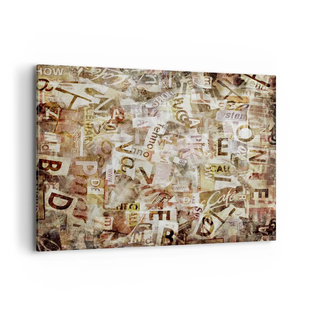 Bild auf Leinwand - Leinwandbild - Abstrakte Komposition mit Buchstaben und Textfragmenten - 120x80cm - Ich vereinige das Geschwätz - Moderne Wanddekoration für Wohnzimmer und Schlafzimmer ARTTOR