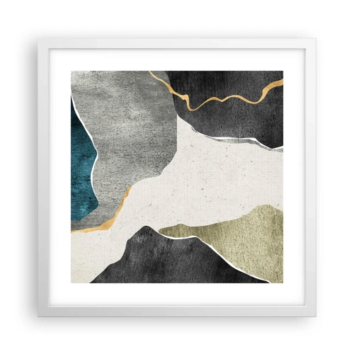 Poster in einem weißen Rahmen - Mosaikkomposition mit Goldfaden - 40x40 cm