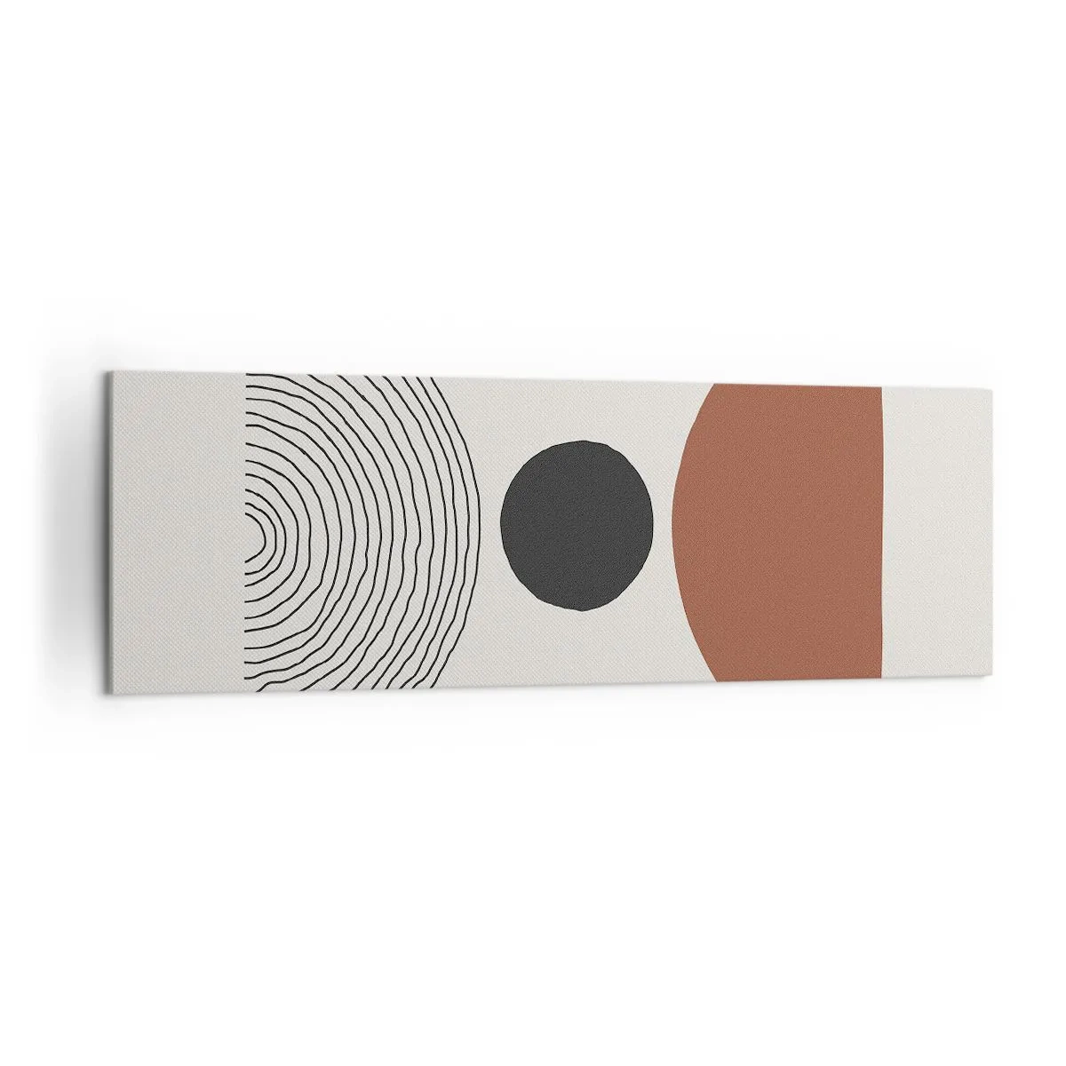 Bild auf Leinwand - Leinwandbild - Abstrakte geometrische Figuren in warmen Farben - 160x50cm - Das Zentrum der Aufmerksamkeit - Moderne Wanddekoration für Wohnzimmer und Schlafzimmer ARTTOR