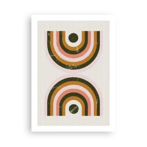 Poster - Geometrische Komposition im Retro-Stil - 50x70cm - Zwillingsabstraktion - Moderne Wanddekoration für Wohnzimmer und Schlafzimmer ARTTOR