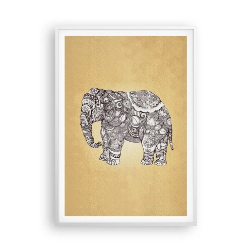 Poster in einem weißen Rahmen - Elefant verhüllte sich - 70x100 cm