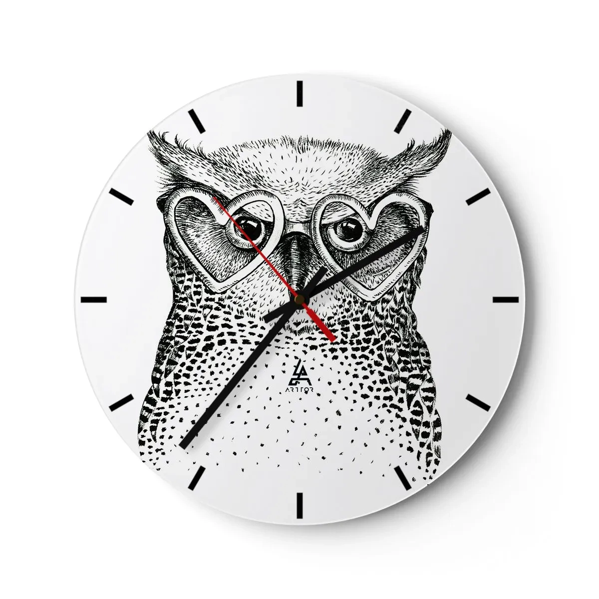 Wanduhr - Glasuhr - Klug und mit Liebe - 40x40 cm