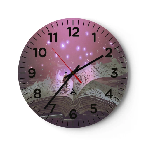 Wanduhr - Glasuhr - Einladung in eine andere Welt - lesen Sie! - 30x30 cm