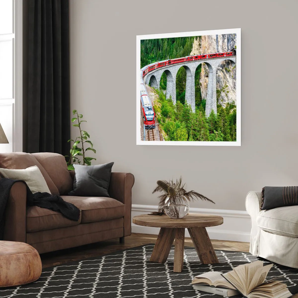 Poster - Eisenbahn für Bergblick - 30x30 cm