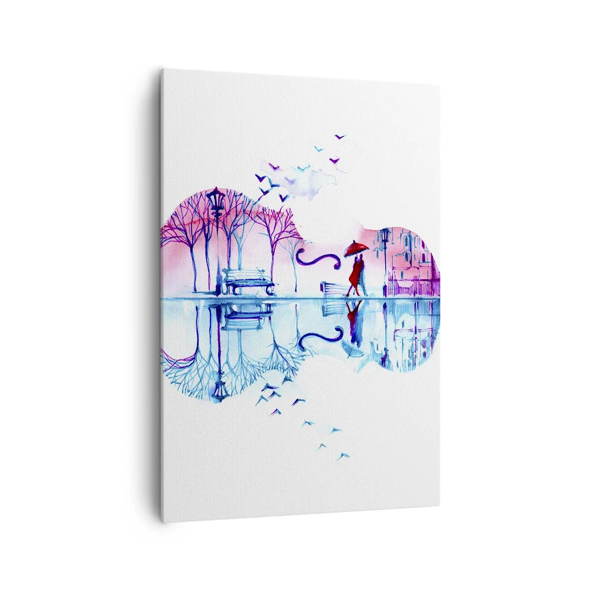 Bild auf Leinwand - Leinwandbild - Stadtsilhouette in Form einer Violine in Aquarellfarben - 70x100cm - Ich bringe dir ein paar Regenbögen - Moderne Wanddekoration für Wohnzimmer und Schlafzimmer ARTTOR